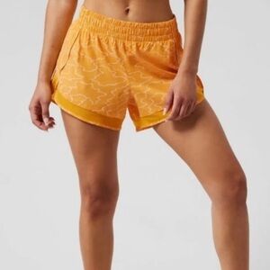 Athleta Yellow Patterned Athletic Shorts